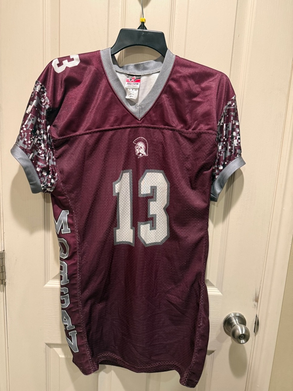Casual Corner Maroon and Gray Football Jersey #13